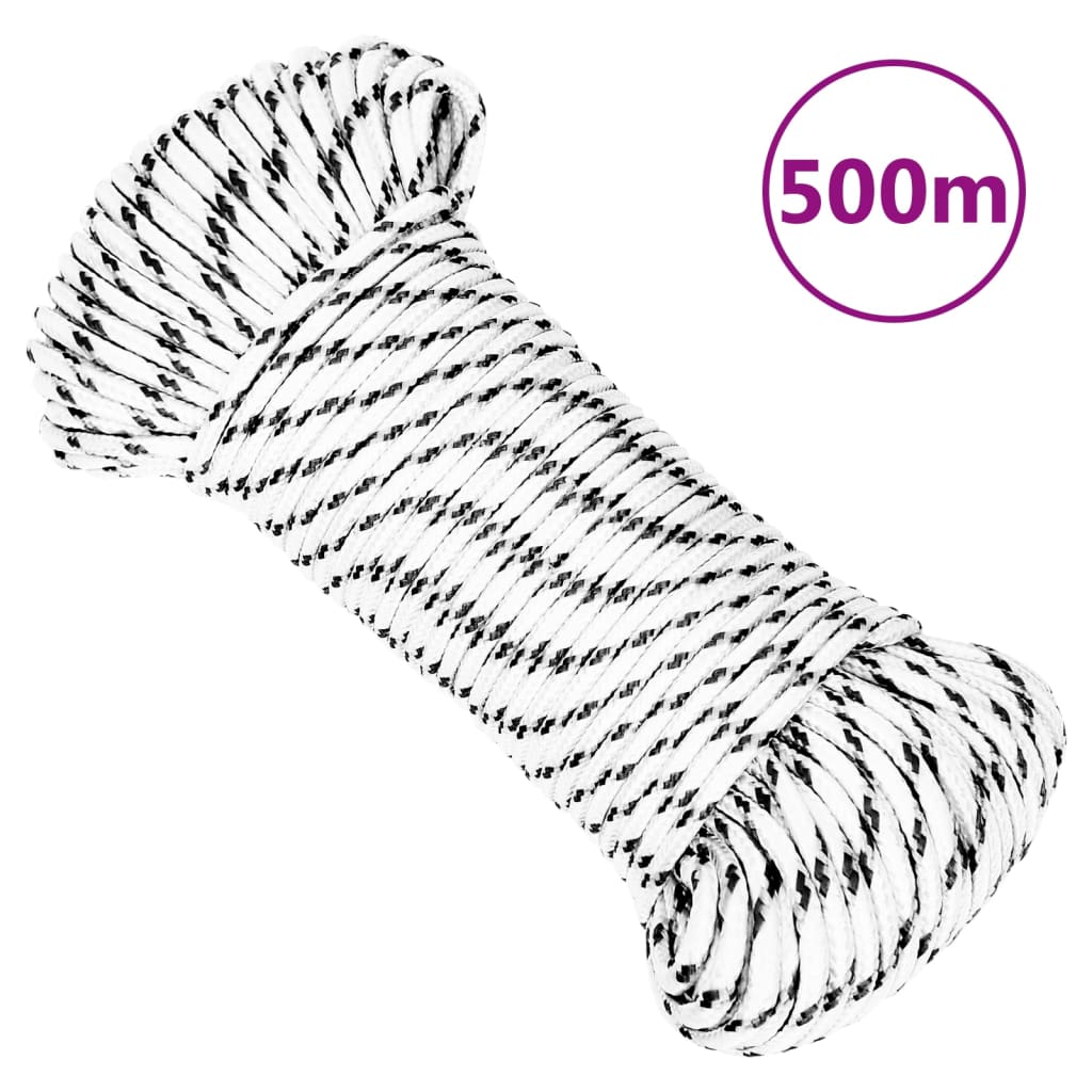 vidaXL Braided Boat Rope White 5 mmx500 m Polyester