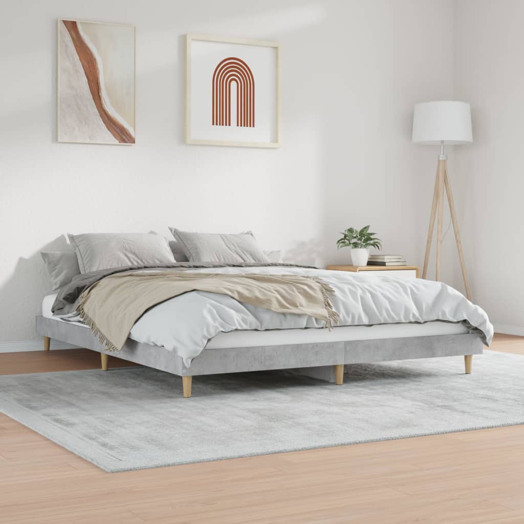 vidaXL Bed Frame without Mattress Concrete Grey 200x200 cm