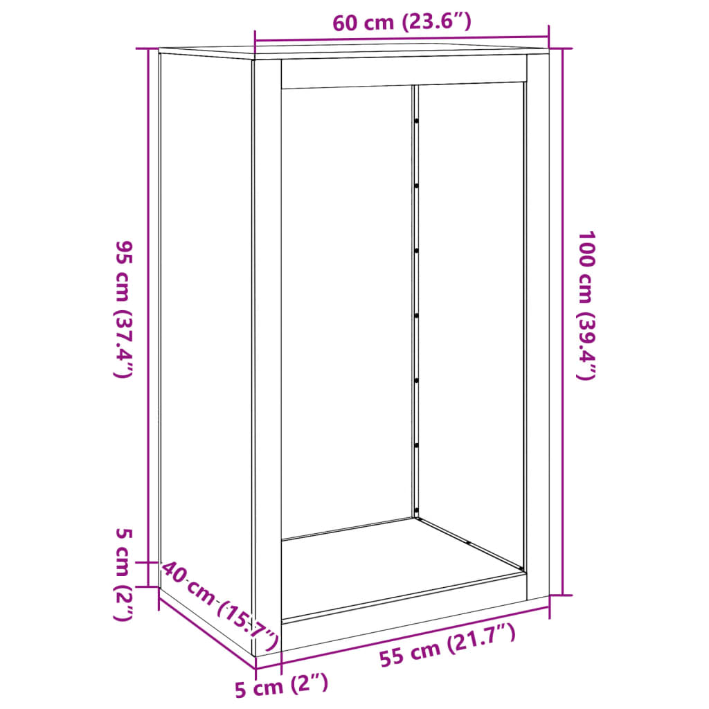 vidaXL Firewood Rack 60x40x100 cm Corten Steel