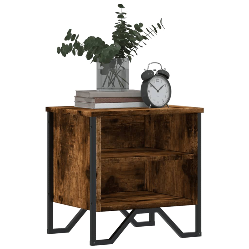 vidaXL Bedside Cabinet Smoked Oak 40x30x40 cm Engineered Wood