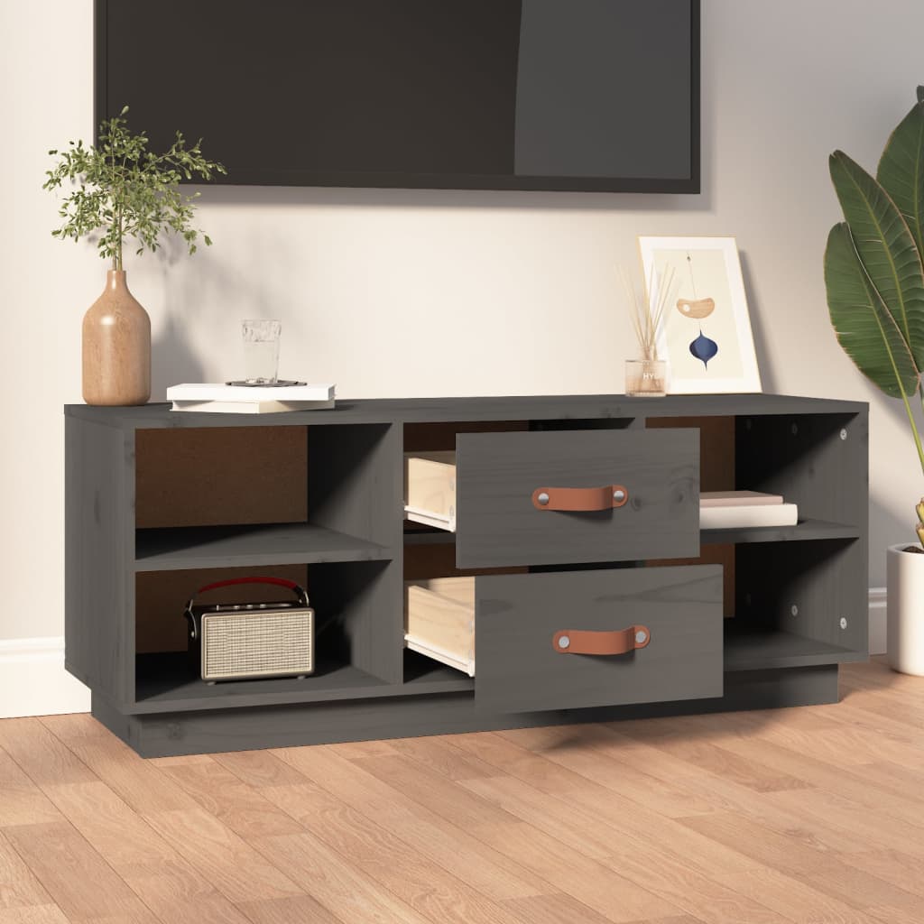 vidaXL TV Cabinet Grey 100x34x40 cm Solid Wood Pine