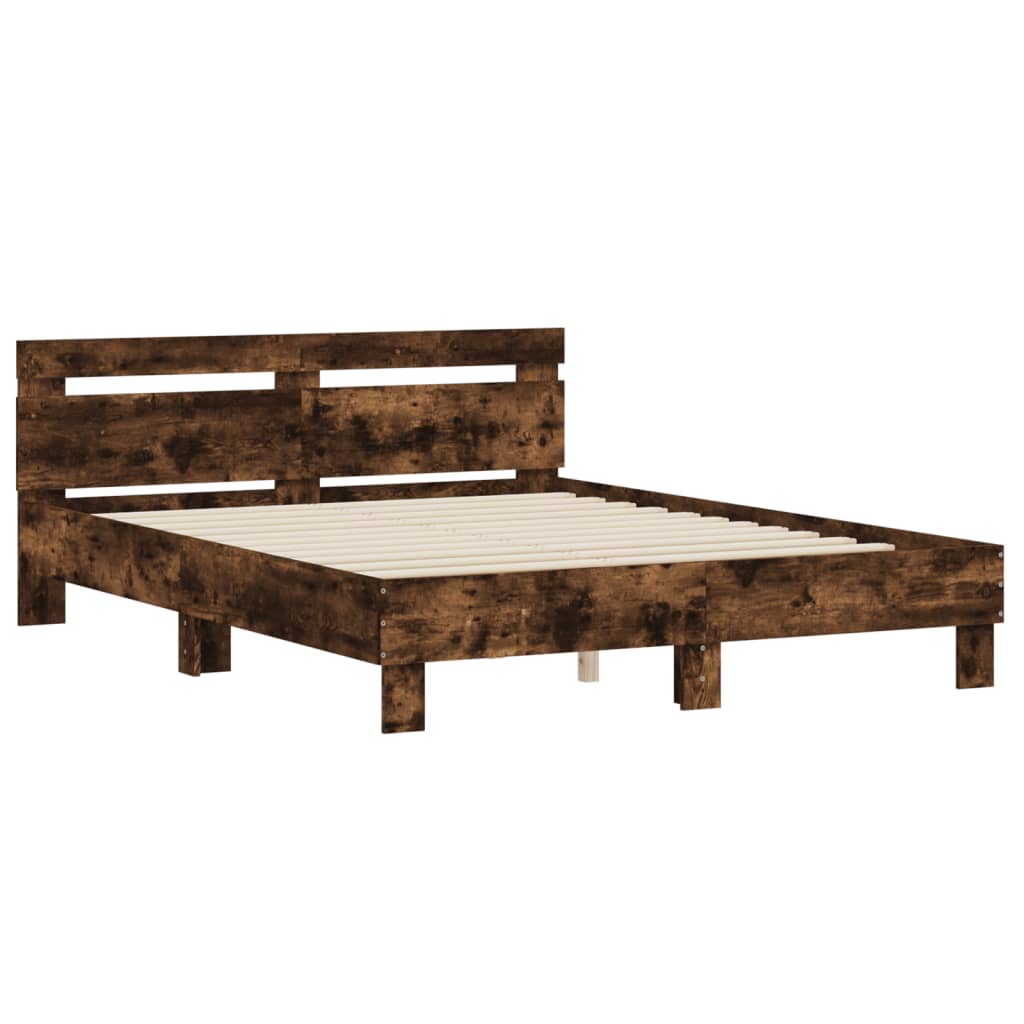 vidaXL Bed Frame without Mattress Smoked Oak 150x200 cm King Size