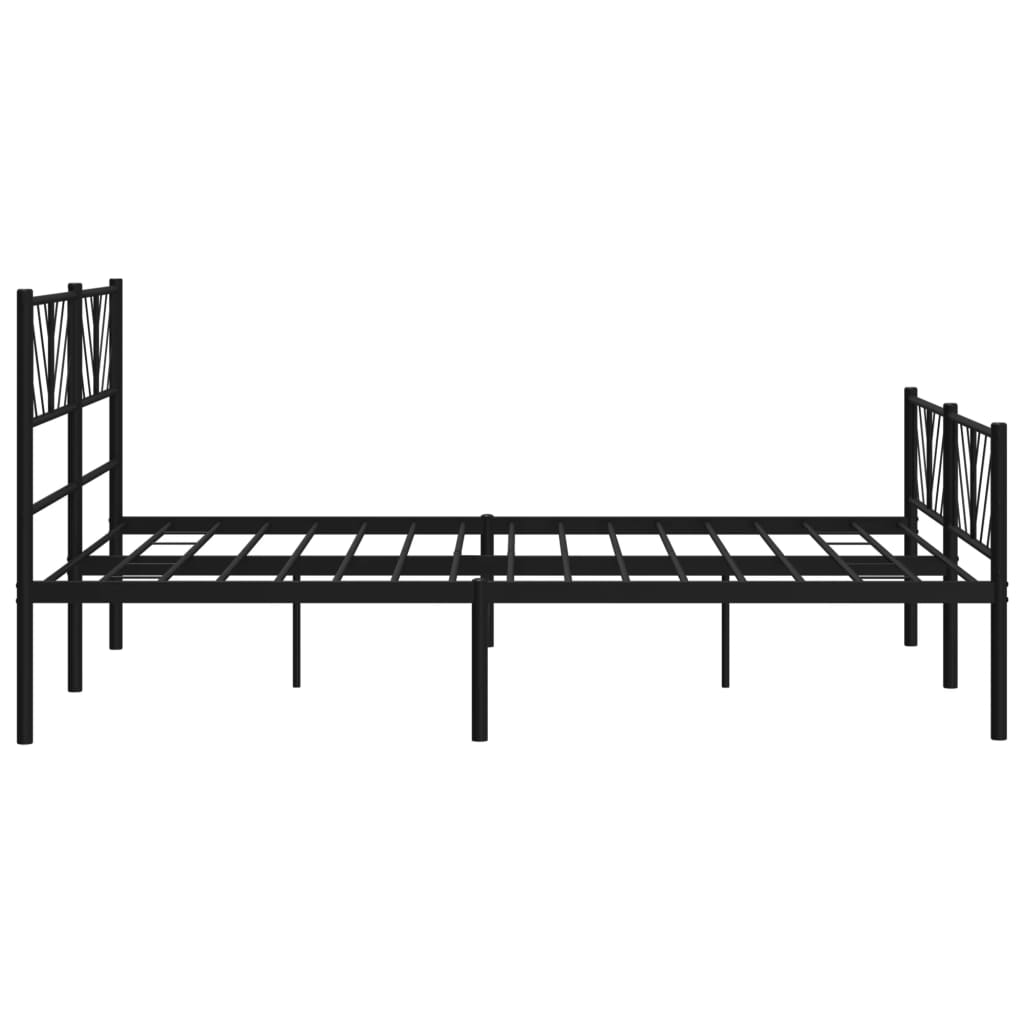 vidaXL Metal Bed Frame without Mattress with Footboard Black 135x190 cm Double