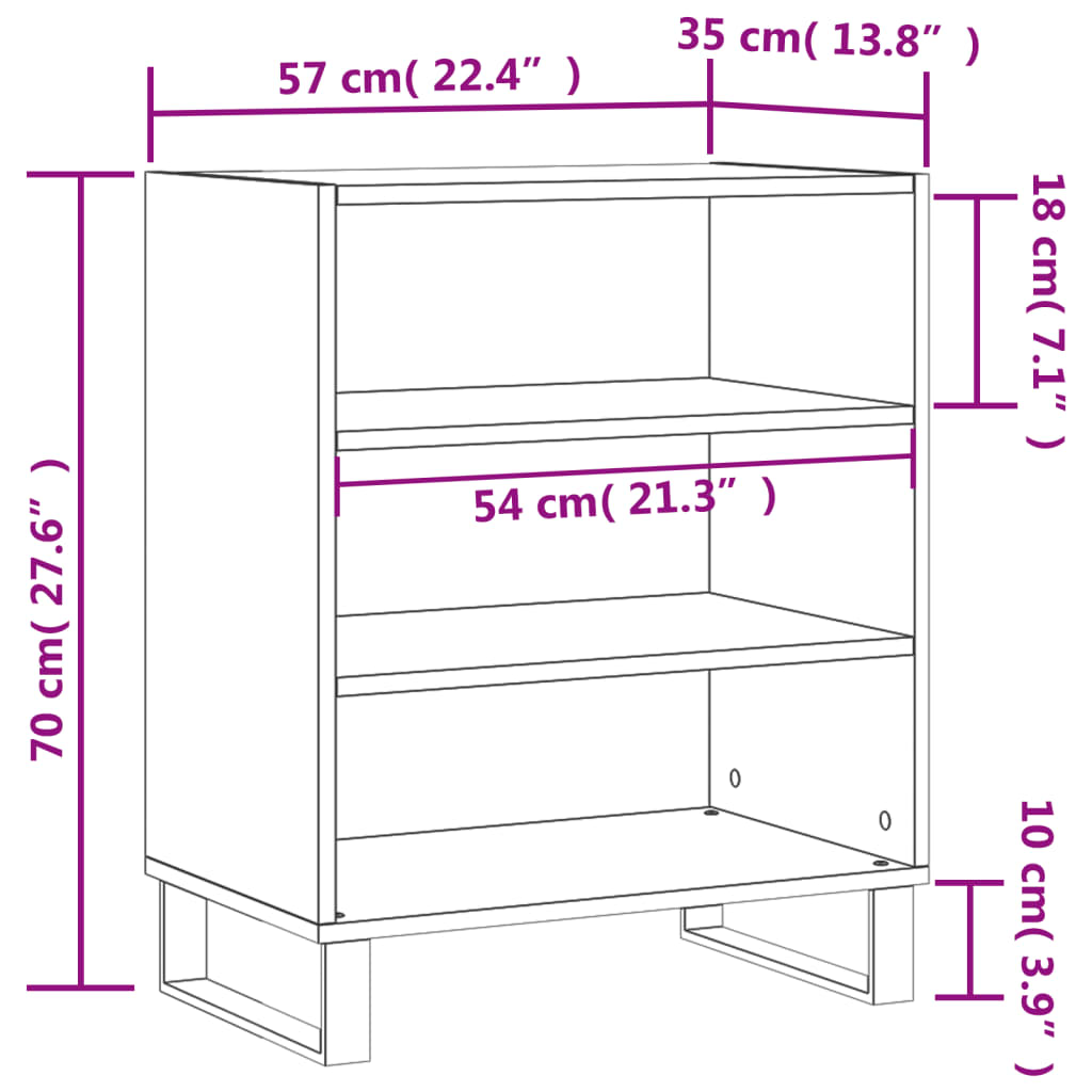 vidaXL Sideboard White 57x35x70 cm Engineered Wood