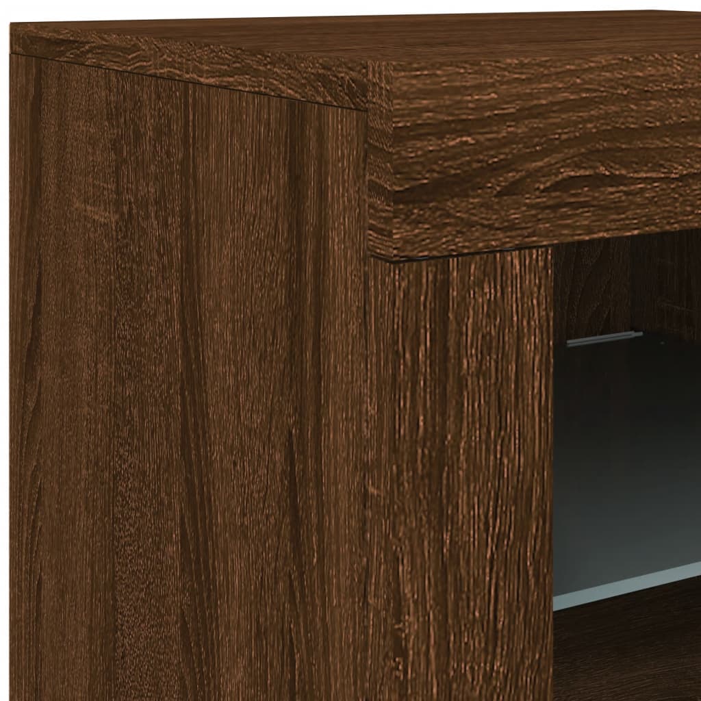 vidaXL Sideboard with LED Lights Brown Oak 162x37x67 cm