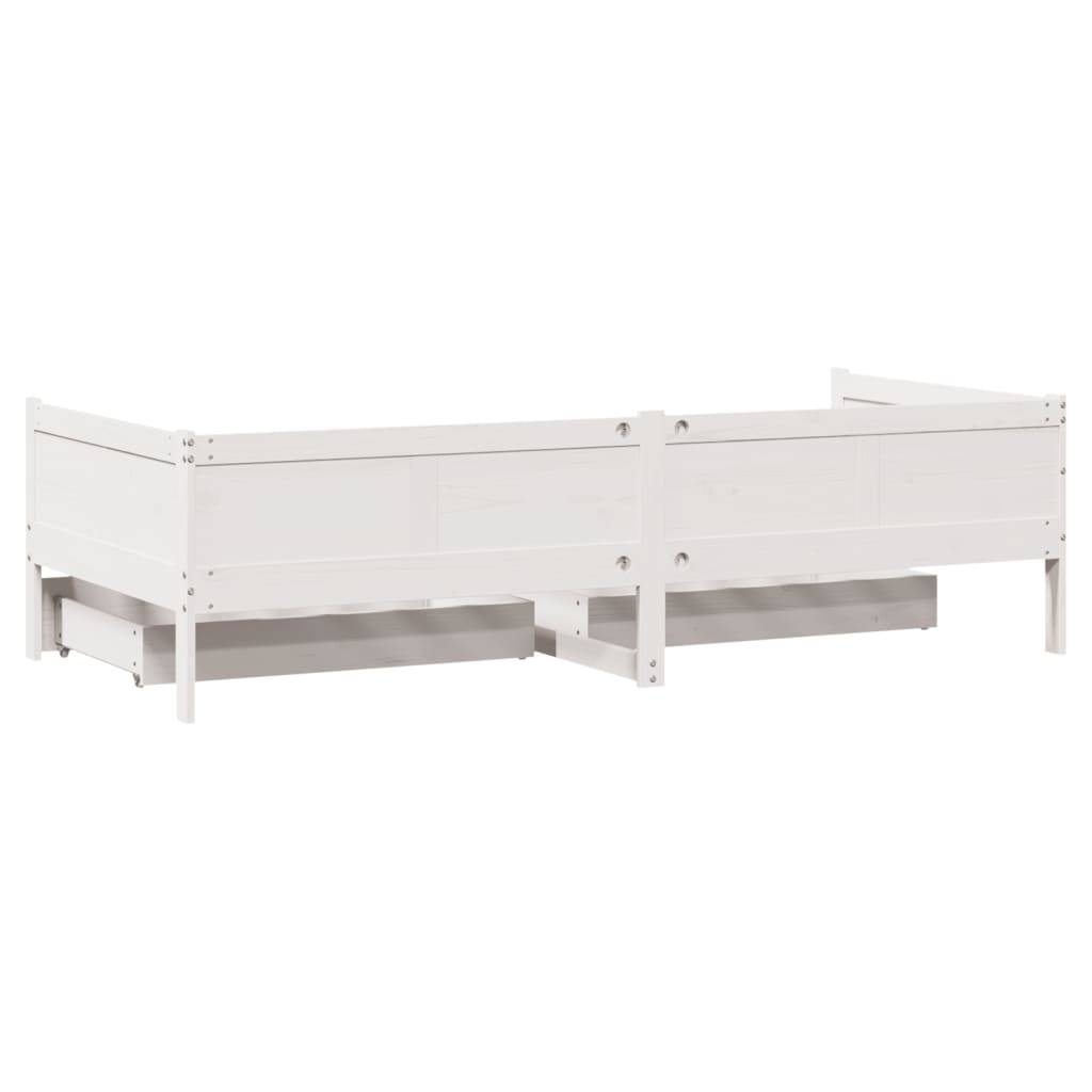 vidaXL Daybed with Drawers without Mattress White 90x190 cm Single Solid Wood