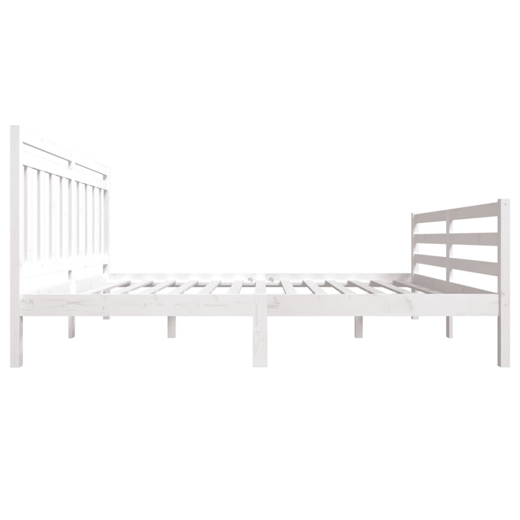 vidaXL Bed Frame without Mattress White Solid Wood 160x200 cm (810441+814105)