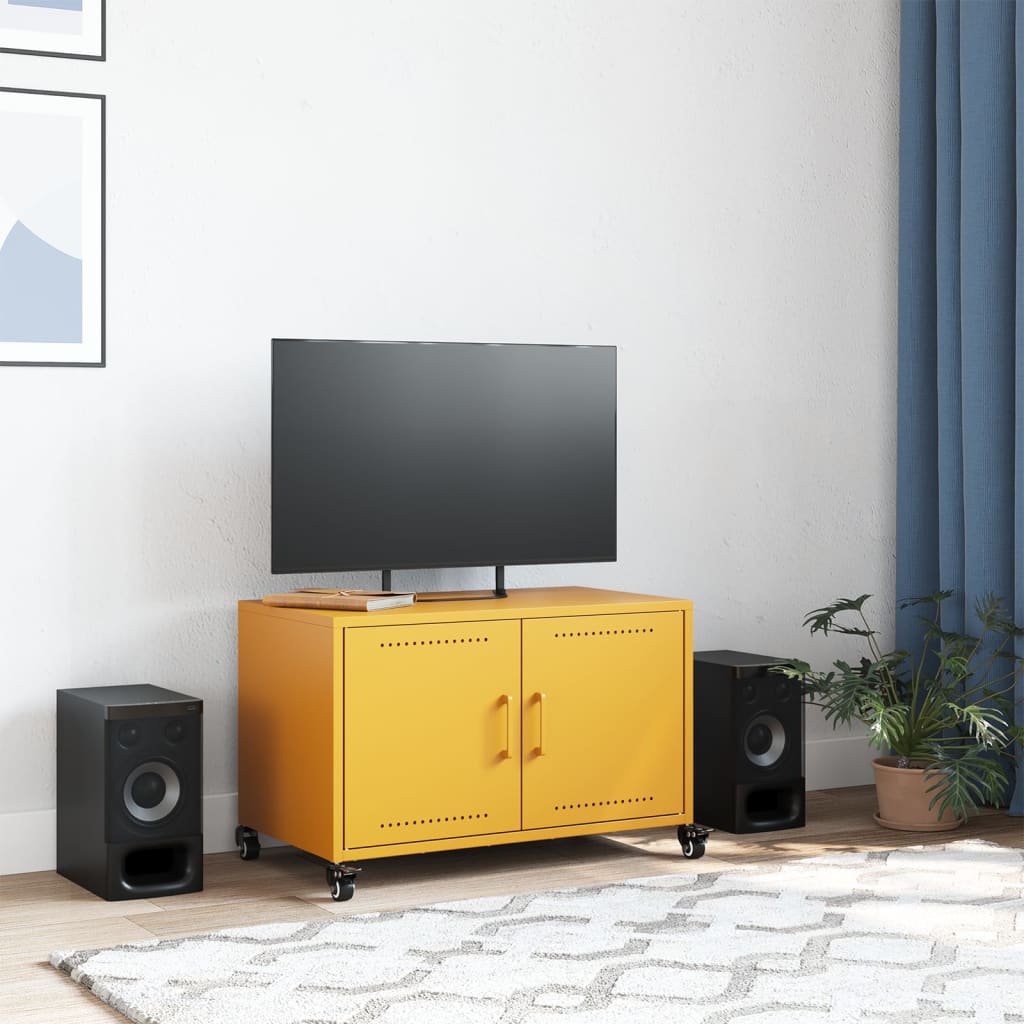 vidaXL TV Cabinet Mustard Yellow 68x39x43.5 cm Steel