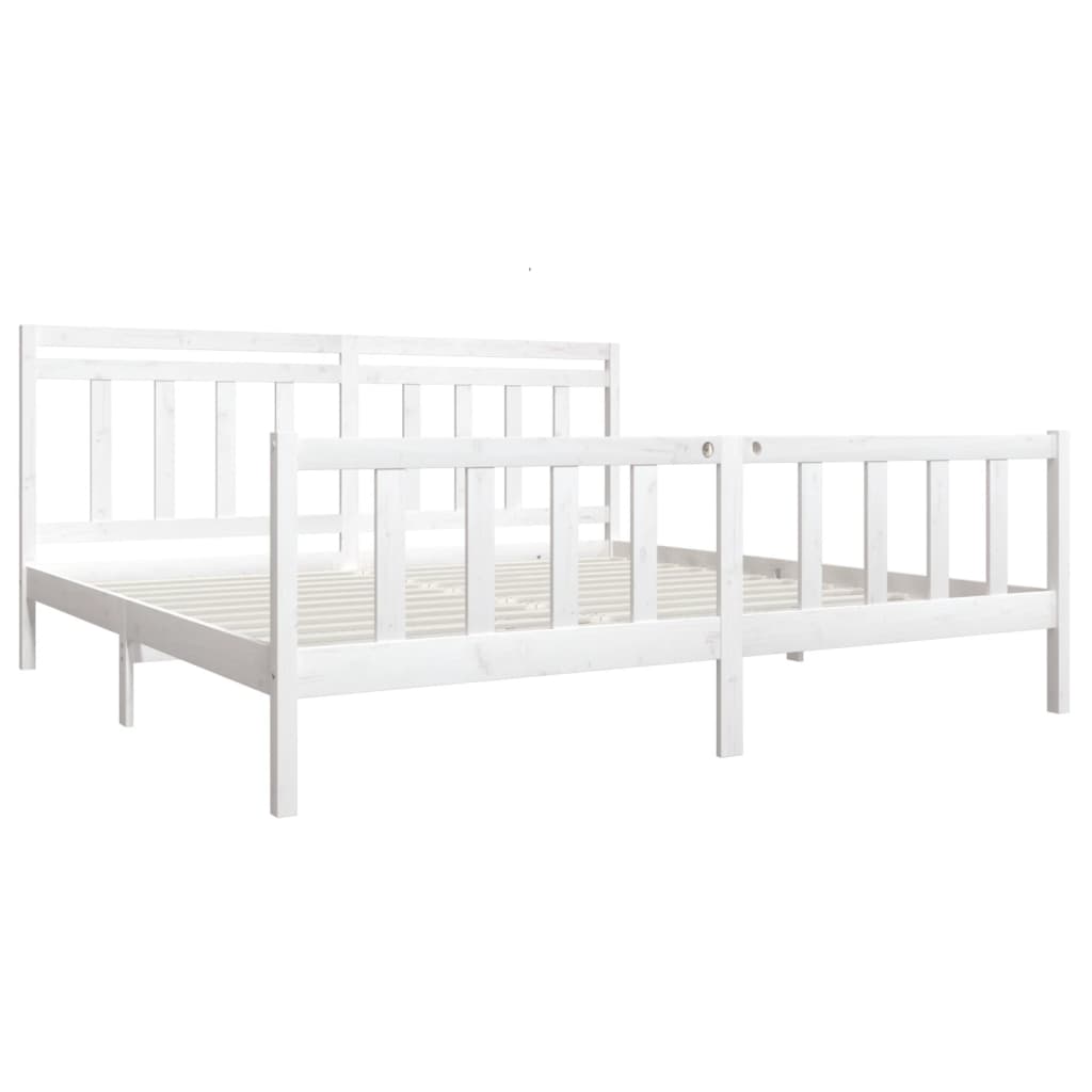 vidaXL Bed Frame without Mattress White Solid Wood 200x200 cm (810103+814115)