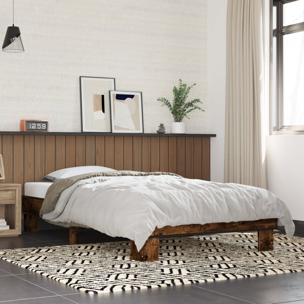 vidaXL Bed Frame without Mattress Smoked Oak 100x200 cm