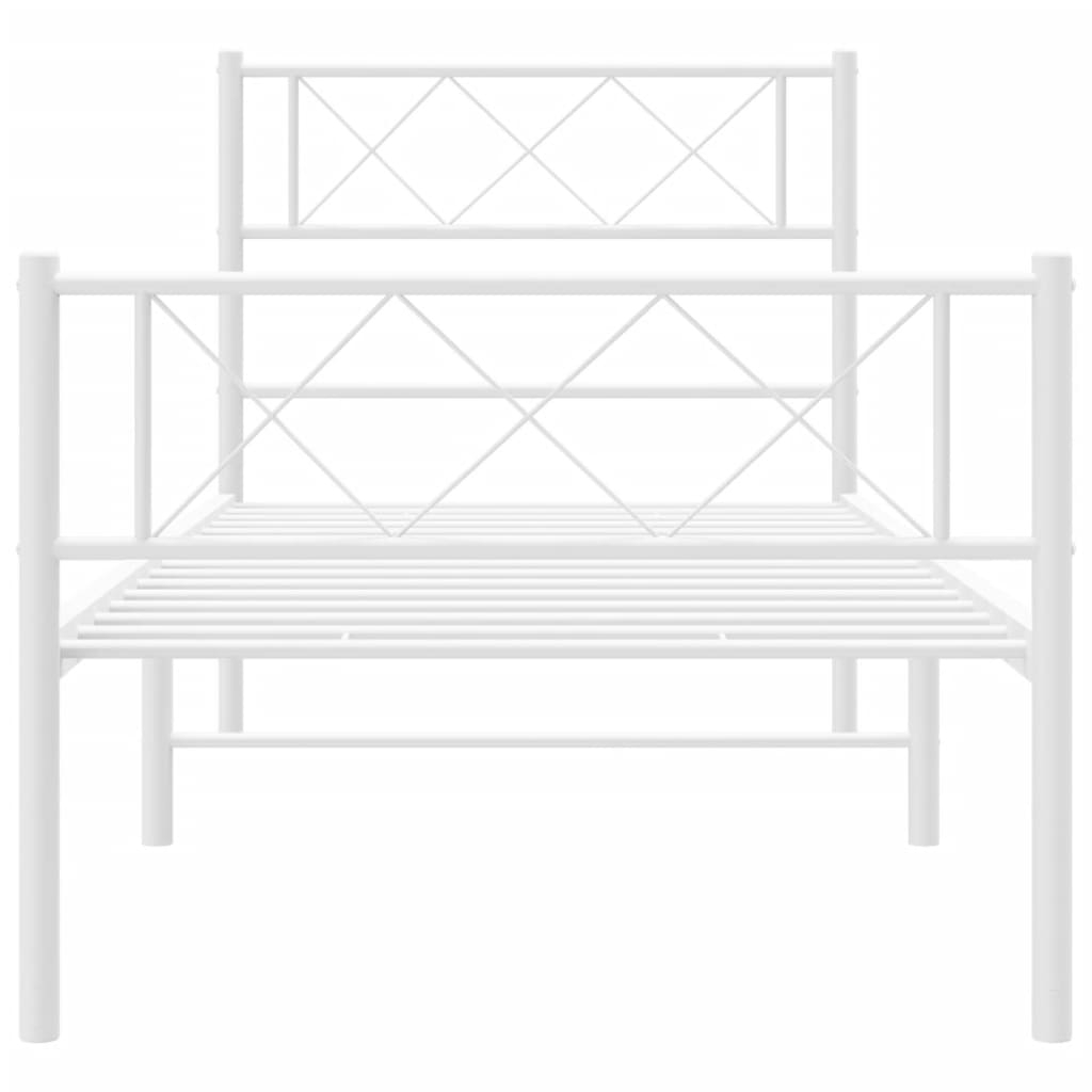 vidaXL Metal Bed Frame without Mattress with Footboard White 100x200 cm