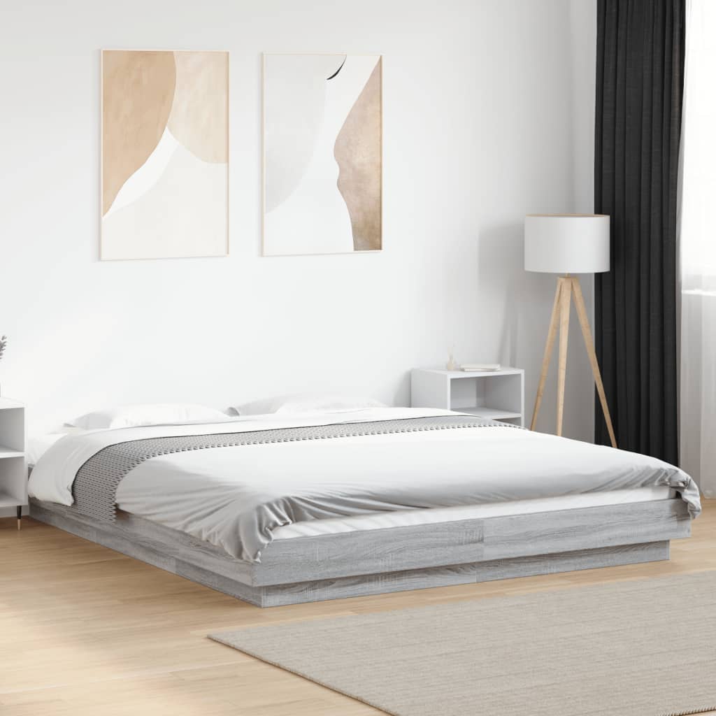 vidaXL Bed Frame without Mattress Grey Sonoma 160x200 cm