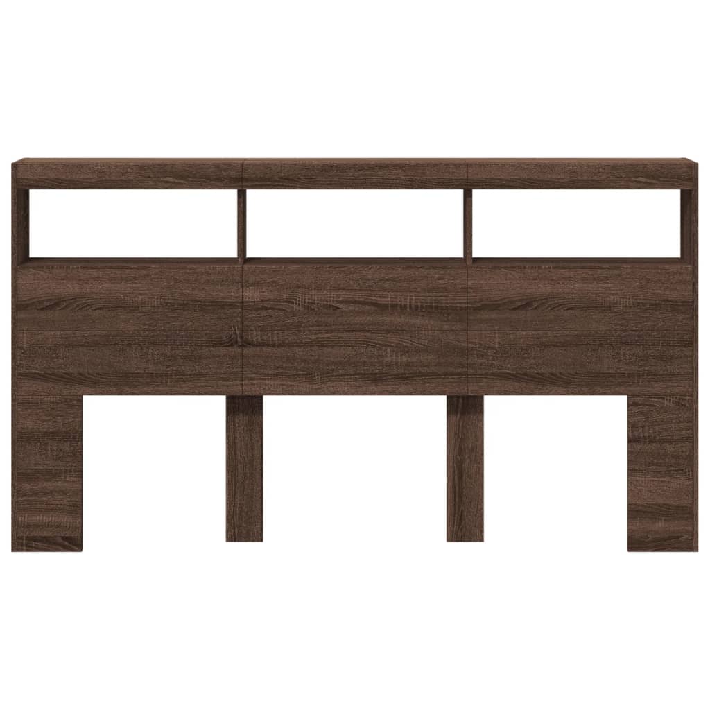 vidaXL Headboard Cabinet with LED Brown Oak 180x17x102 cm