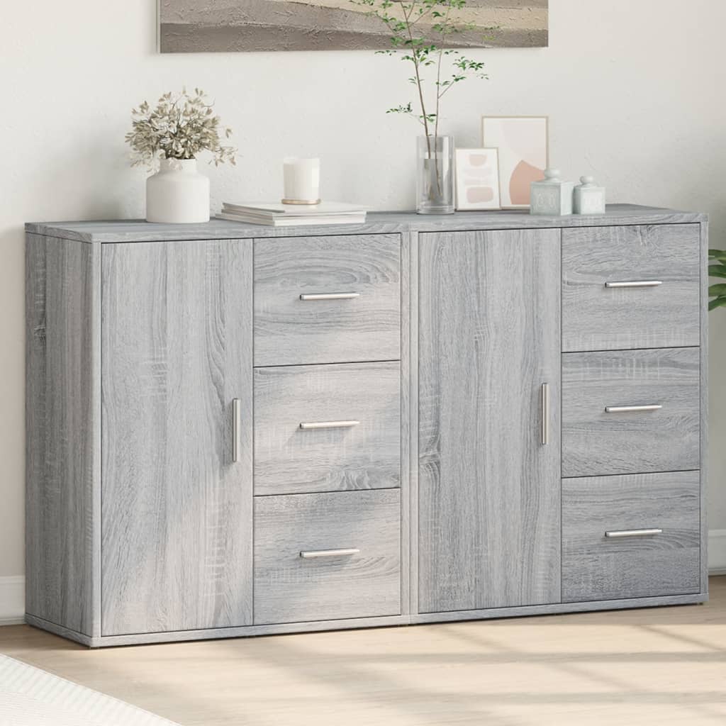 vidaXL Sideboards 2 pcs Grey Sonoma 60x31x70 cm Engineered Wood