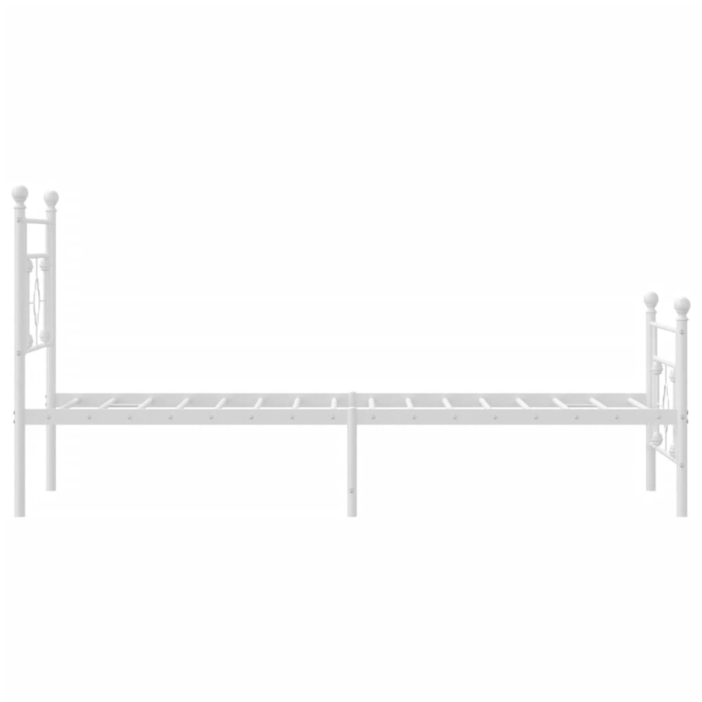 vidaXL Metal Bed Frame without Mattress with Footboard White 100x200 cm