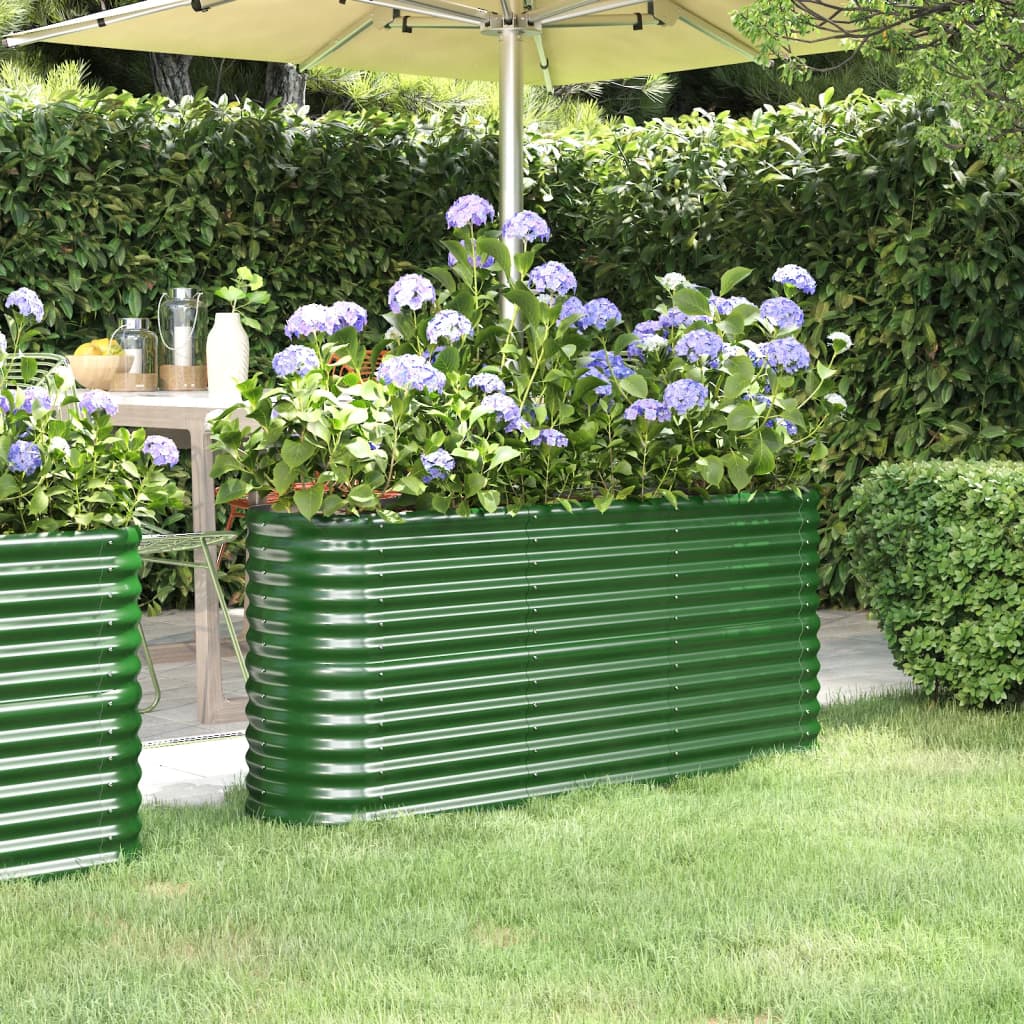 vidaXL Garden Raised Bed Powder-coated Steel 152x40x68 cm Green