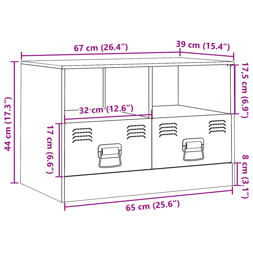 vidaXL TV Cabinet Mustard Yellow 67x39x44 cm Steel