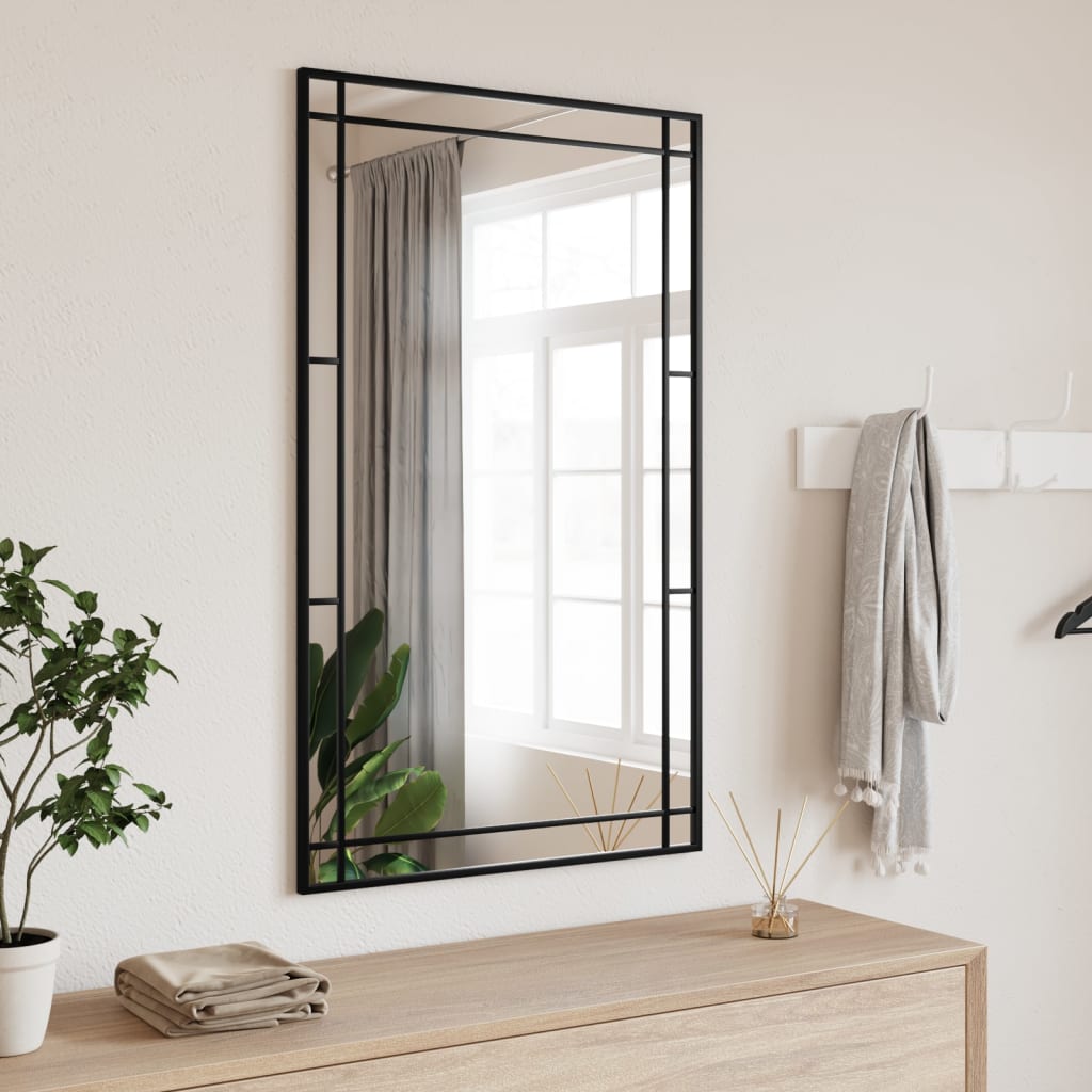 vidaXL Wall Mirror Black 60x100 cm Rectangle Iron