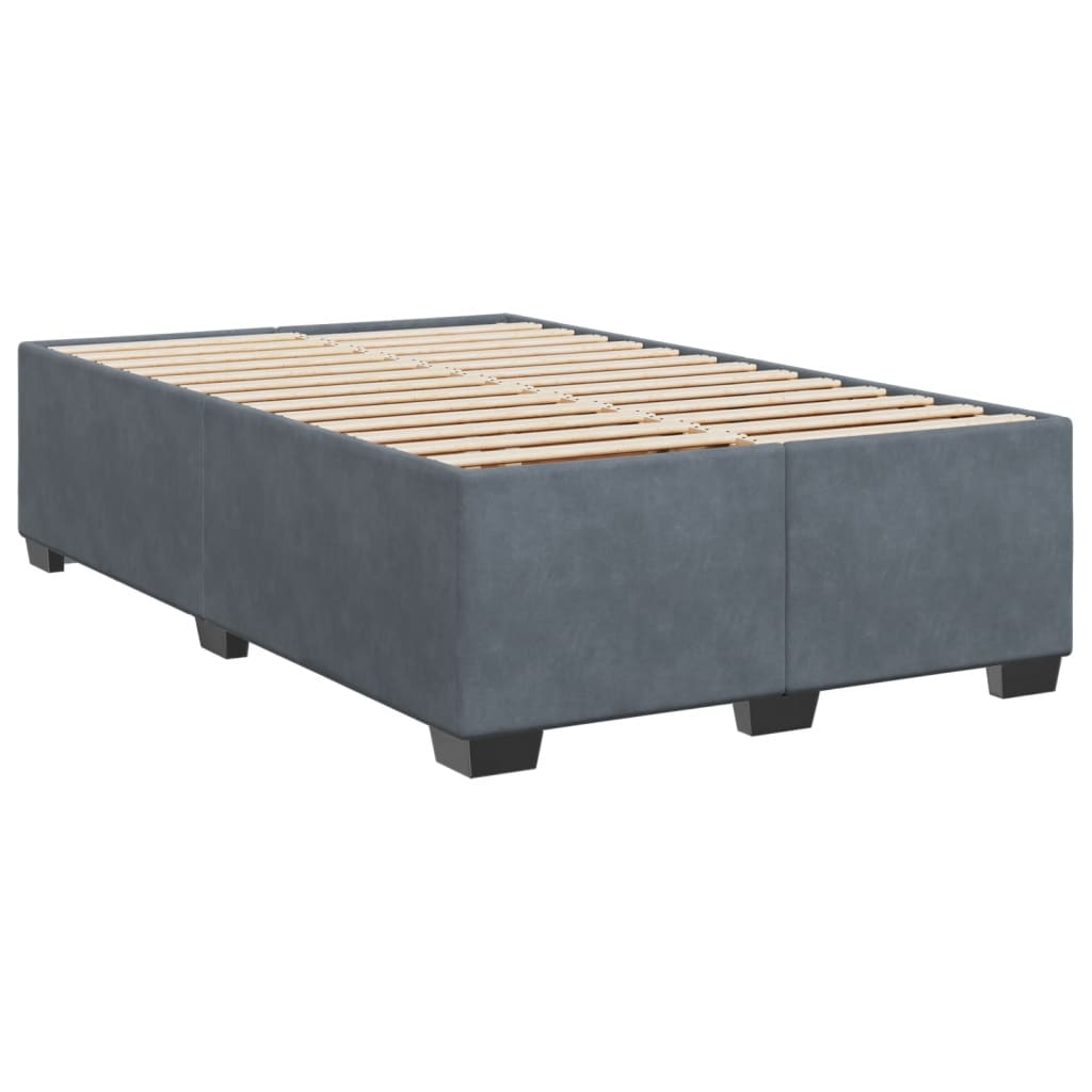 vidaXL Box Spring Bed with Mattress Dark Grey 120x200 cm Velvet