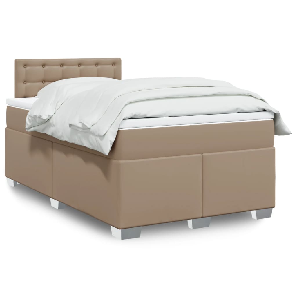 vidaXL Box Spring Bed with Mattress Cappuccino 120x200 cm Faux Leather