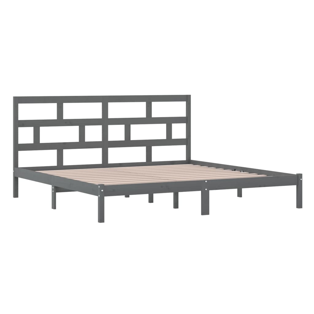 vidaXL Bed Frame without Mattress Grey Solid Wood Pine 200x200 cm (810039+814216)