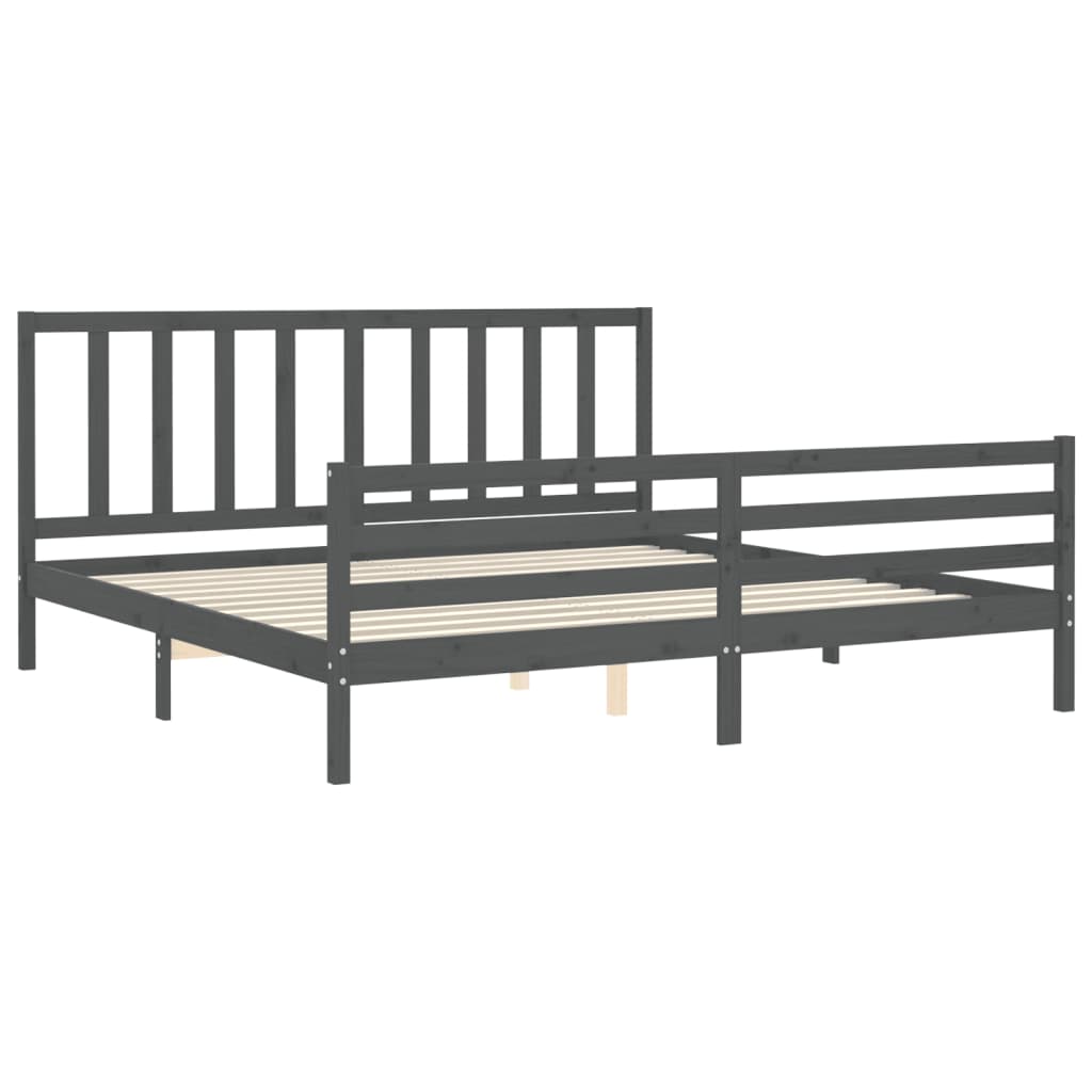 vidaXL Bed Frame without Mattress Grey 200x200 cm Solid Wood Pine