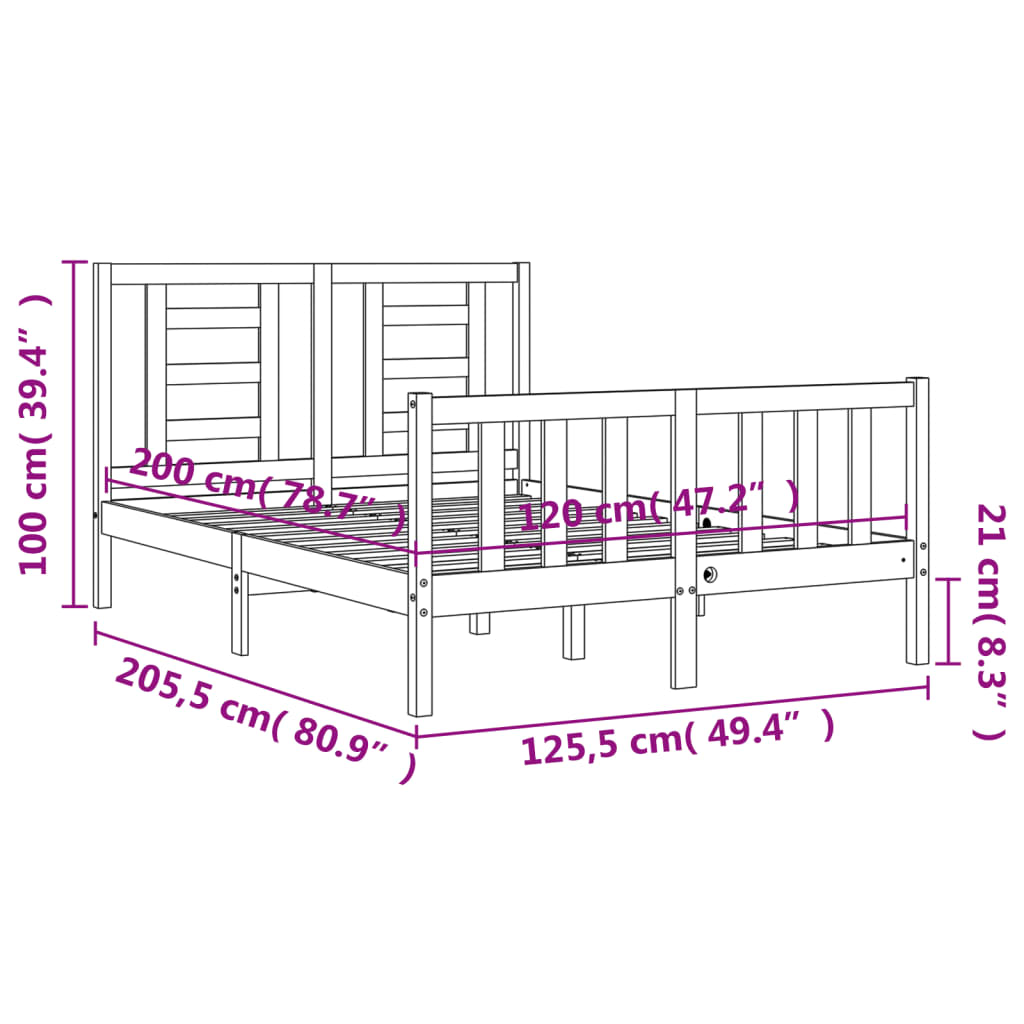 vidaXL Bed Frame without Mattress White 120x200 cm Solid Wood Pine