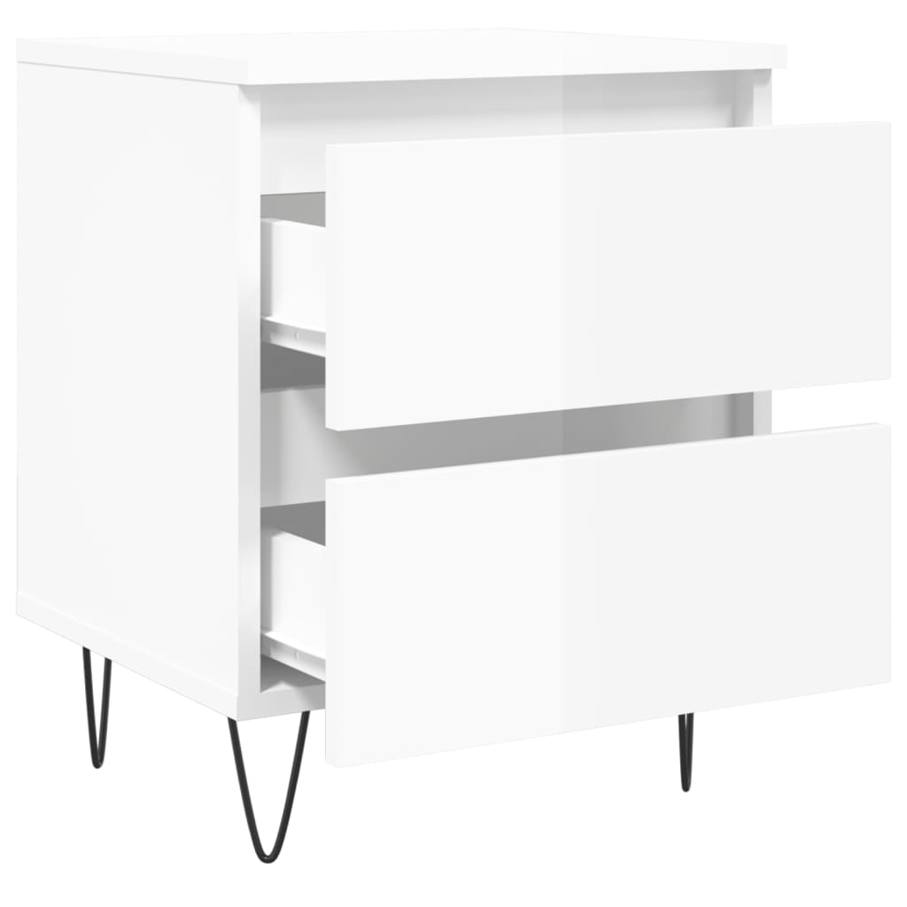 vidaXL Bedside Cabinet High Gloss White 40x35x50 cm Engineered Wood