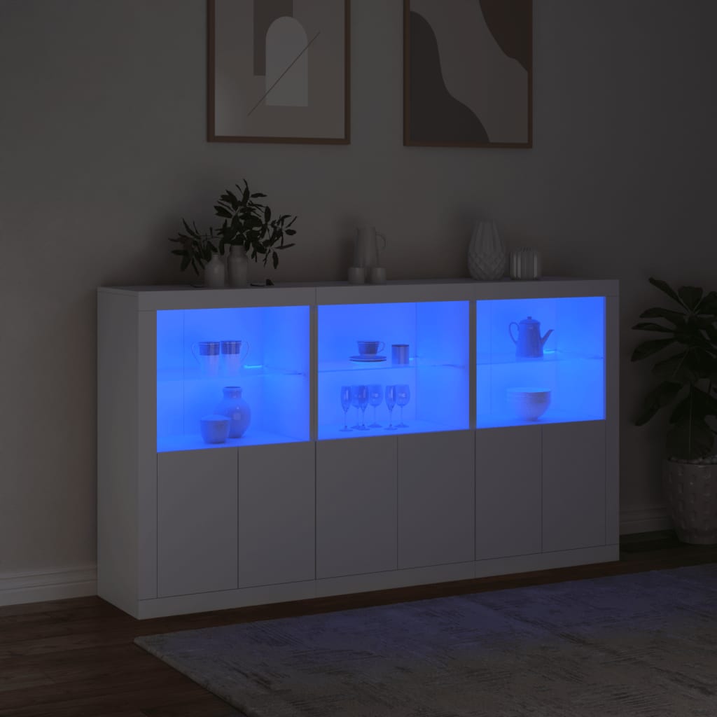 vidaXL Sideboard with LED Lights White 181.5x37x100 cm