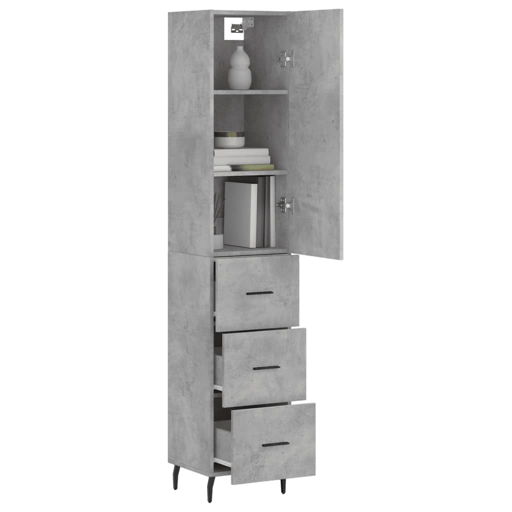 vidaXL Highboard Concrete Grey 34.5x34x180 cm Engineered Wood