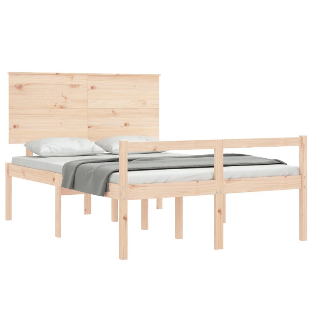 vidaXL Bed Frame with Headboard Small Double Solid Wood
