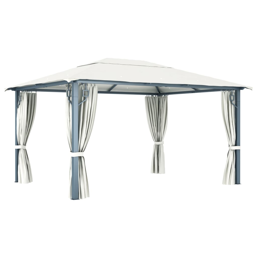 vidaXL Gazebo with Curtain 400 x 300 cm Cream Aluminium