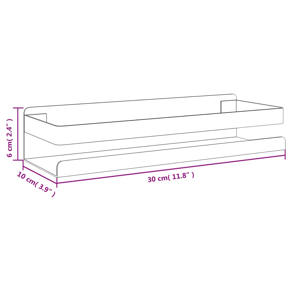 vidaXL Shower Shelf 30x10x6 cm Brushed 304 Stainless Steel