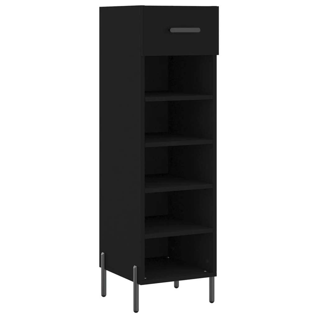 vidaXL Shoe Cabinet Black 30x35x105 cm Engineered Wood