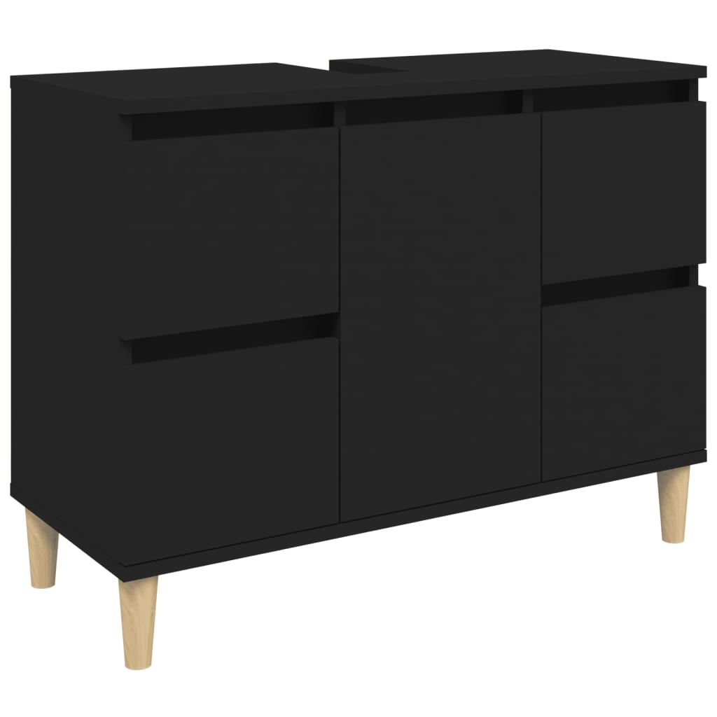 vidaXL Sink Cabinet Black 80x33x60 cm Engineered Wood