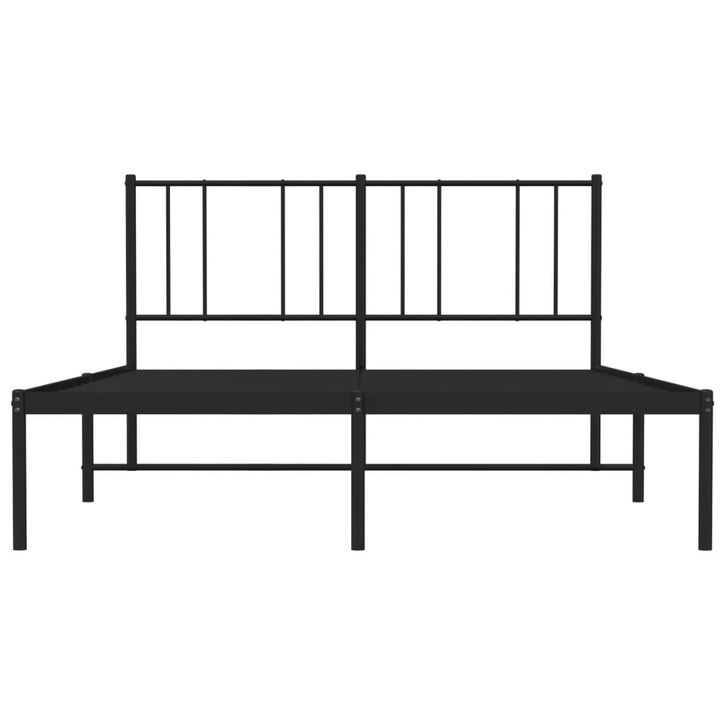 vidaXL Metal Bed Frame without Mattress with Headboard Black 135x190 cm Double