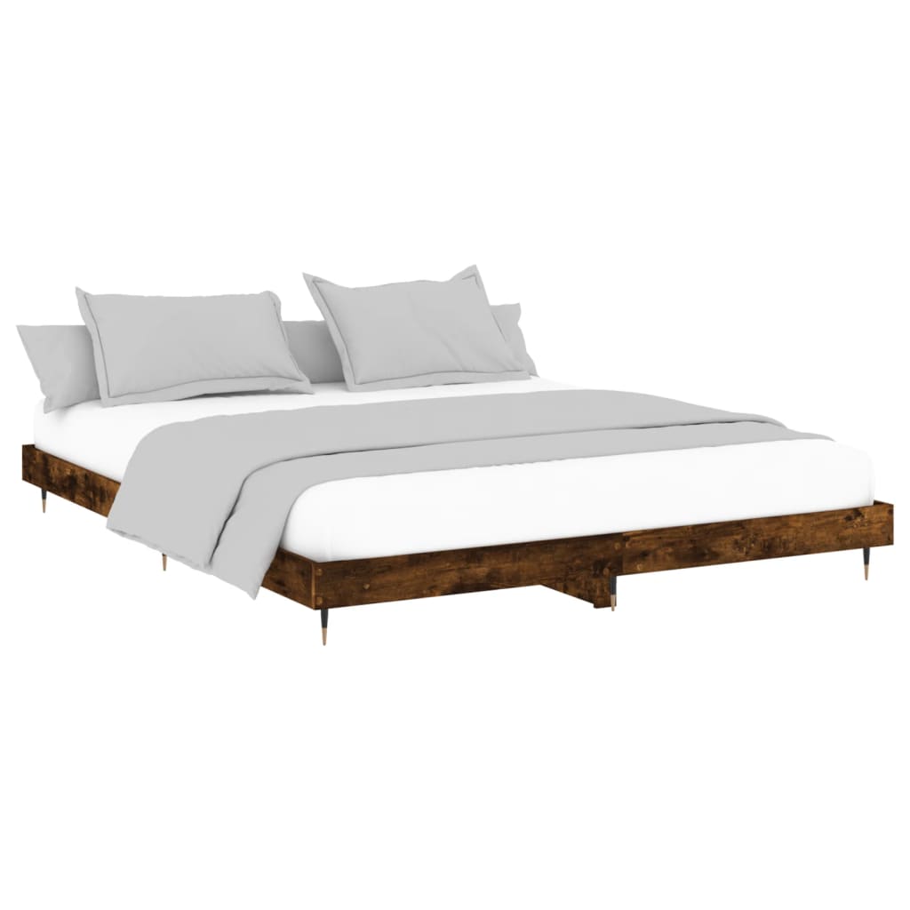 vidaXL Bed Frame without Mattress Smoked Oak 120x200 cm Engineered Wood