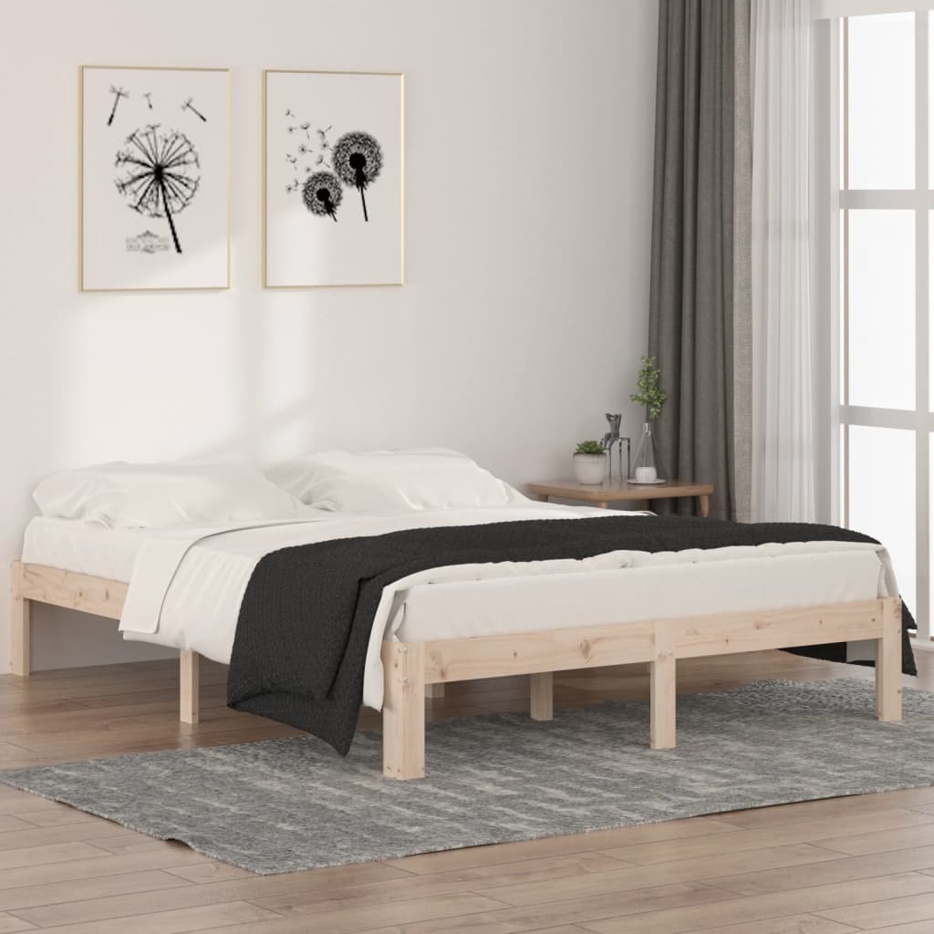 vidaXL Bed Frame without Mattress Solid Wood Pine 140x190 cm