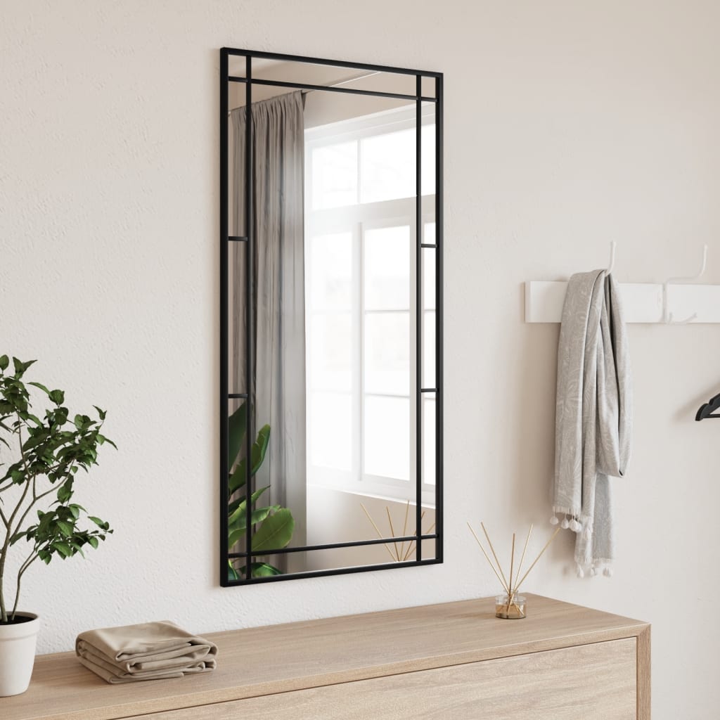 vidaXL Wall Mirror Black 50x100 cm Rectangle Iron