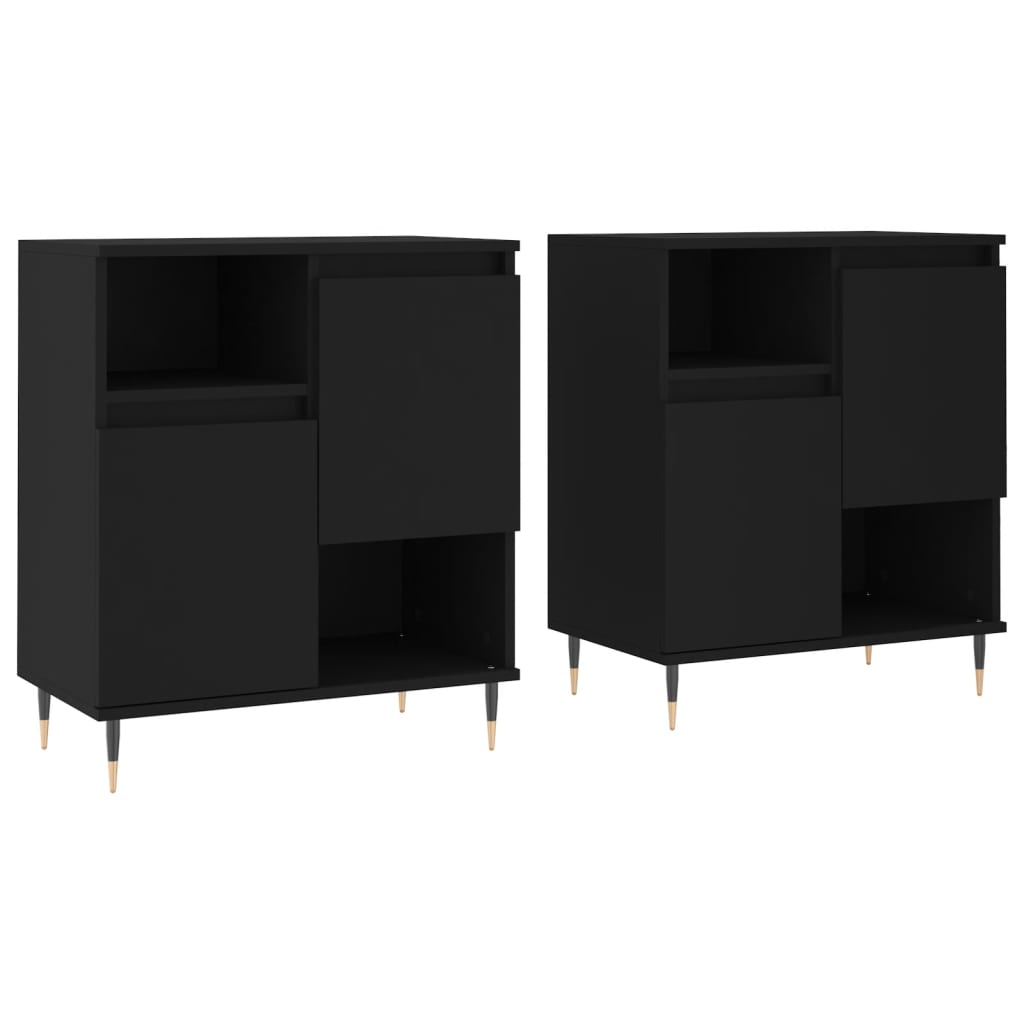 vidaXL Sideboards 2 pcs Black Engineered Wood