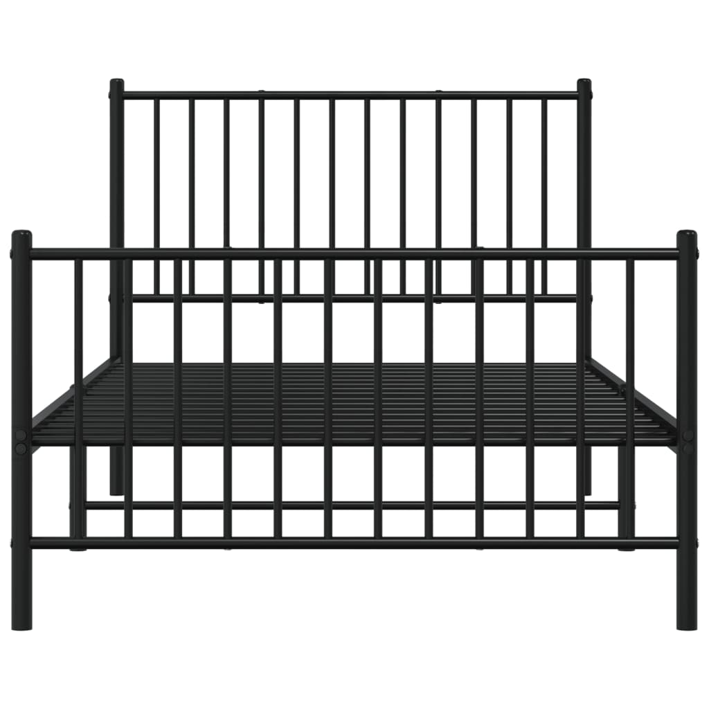 vidaXL Metal Bed Frame without Mattress with Footboard Black 100x190 cm