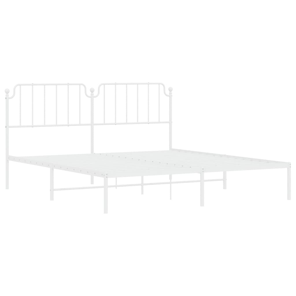 vidaXL Metal Bed Frame without Mattress with Headboard White 183x213 cm