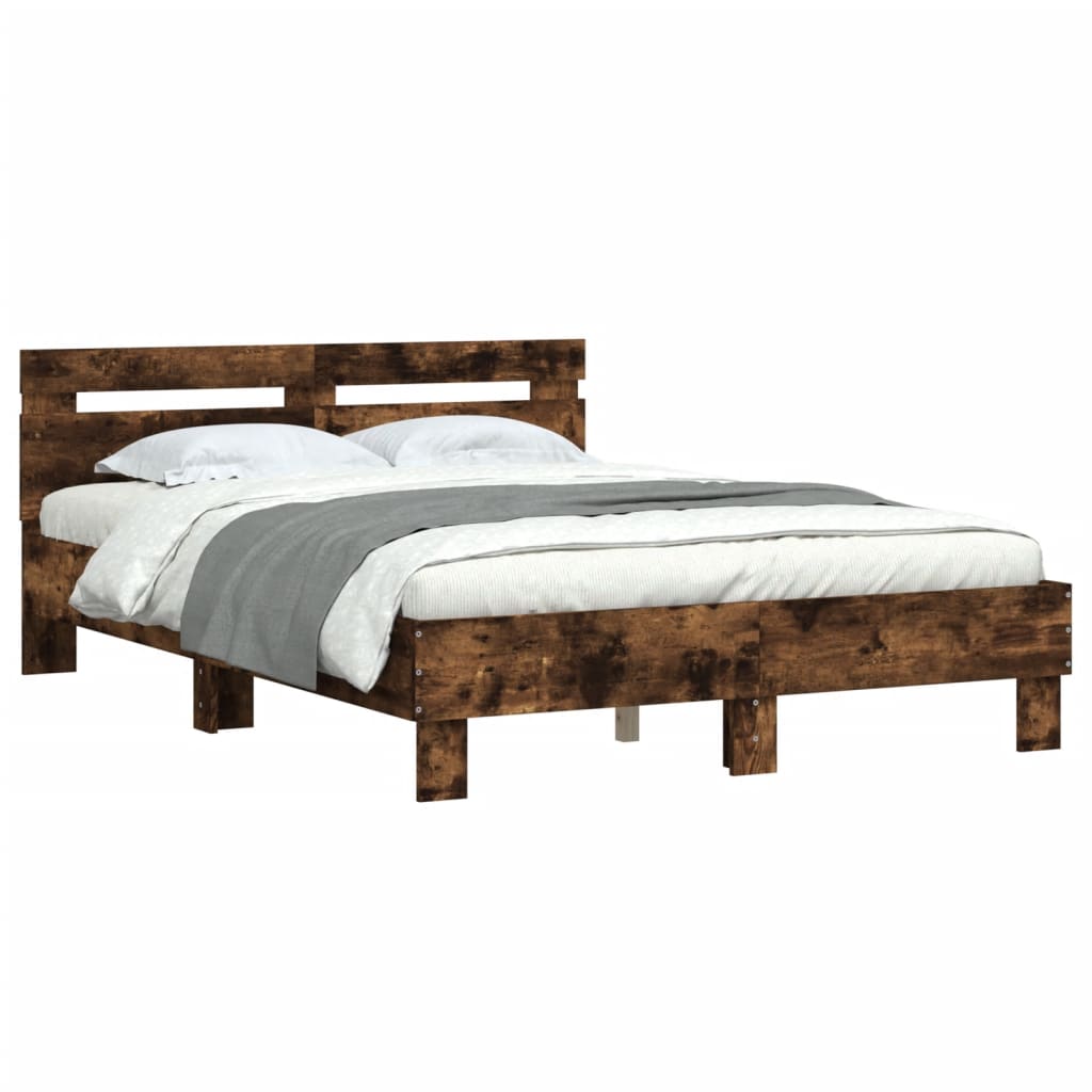 vidaXL Bed Frame without Mattress Smoked Oak 120x200 cm