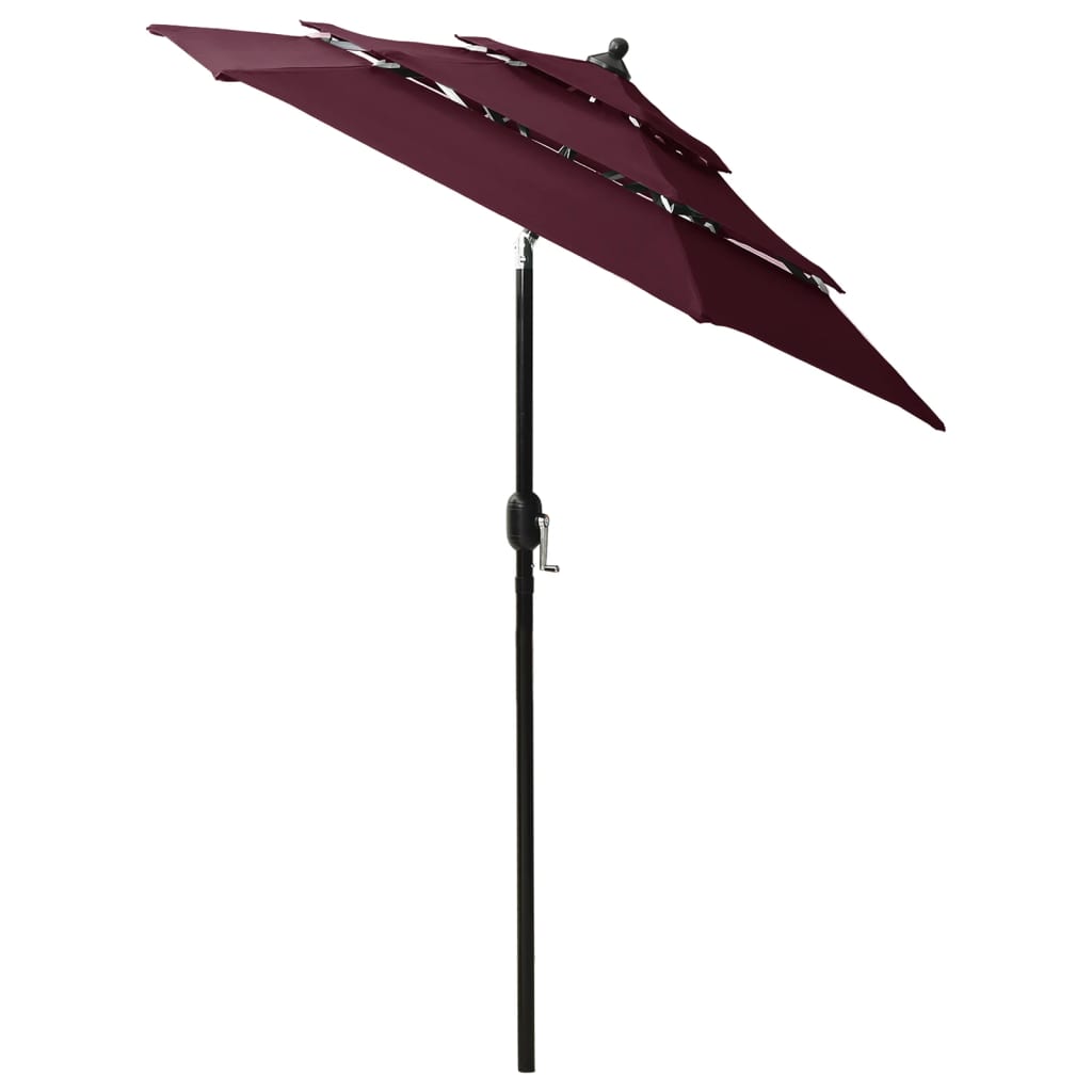 vidaXL 3-Tier Garden Parasol with Aluminium Pole Bordeaux Red 2 m