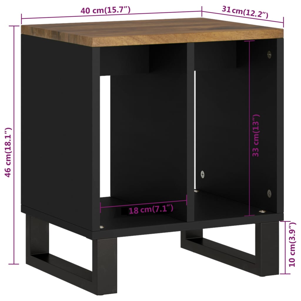 vidaXL Side Table 40x31x46 cm Solid Wood Mango&Engineered Wood