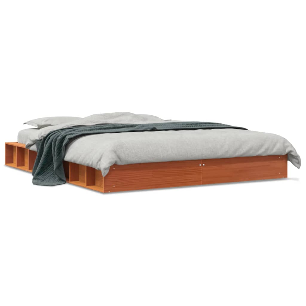 vidaXL Bed Frame without Mattress Wax Brown 160x200 cm Solid Wood Pine