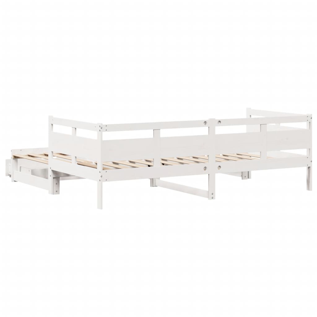 vidaXL Daybed with Trundle and Drawers without Mattress White 80x200 cm