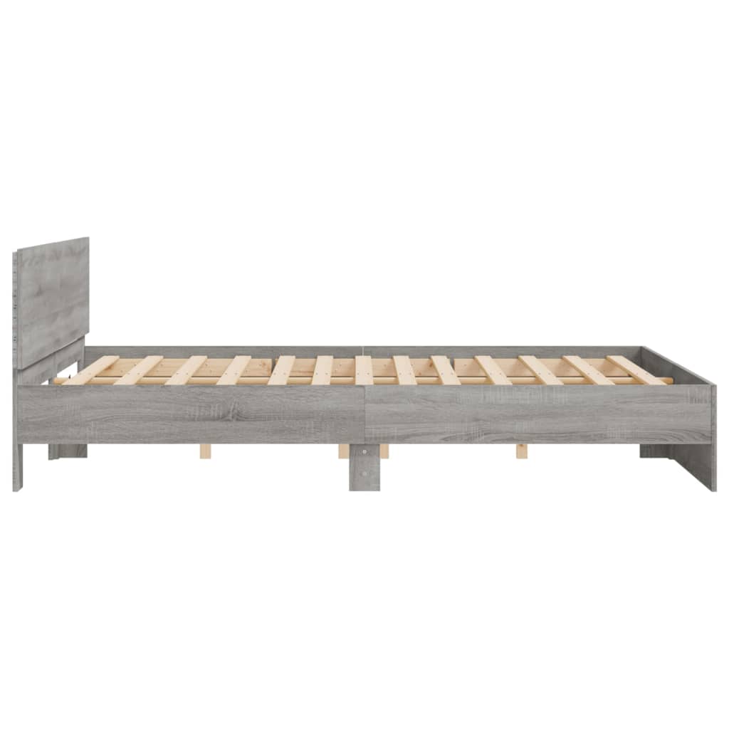 vidaXL Bed Frame with LED without Mattress Grey Sonoma 180x200 cm Super King