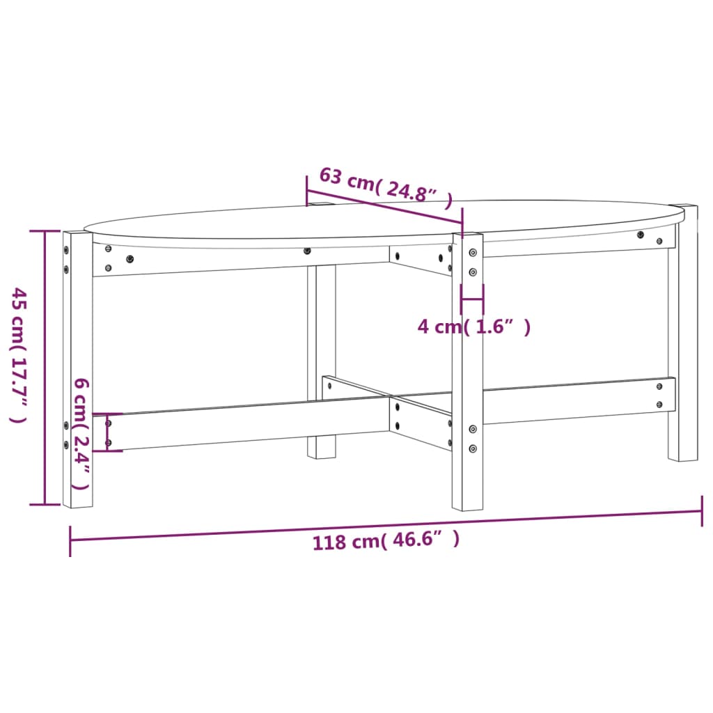 vidaXL Coffee Table 118x63x45 cm Solid Wood Pine