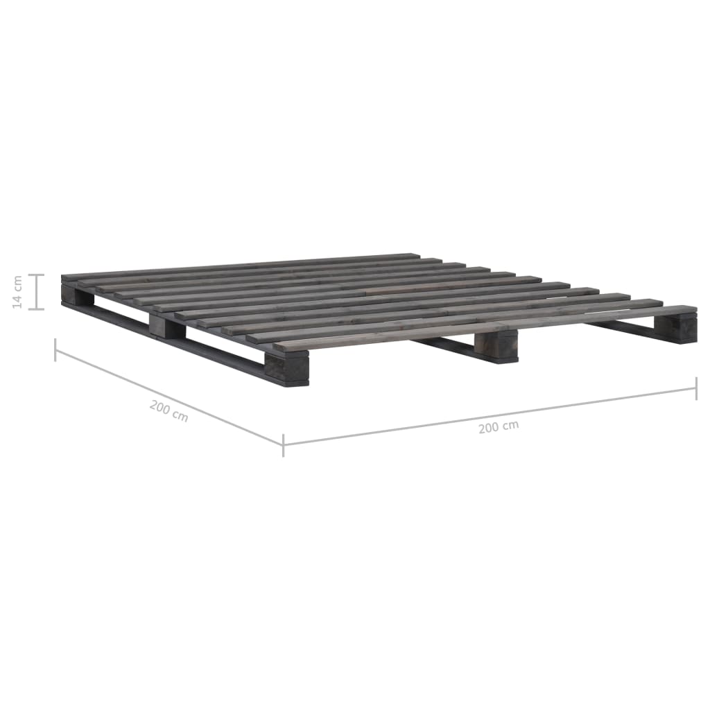 vidaXL Pallet Bed Frame without Mattress Grey 200x200 cm Solid Wood